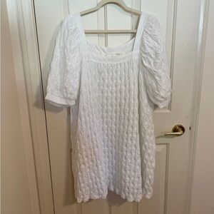 Anthropologie White Eyelet Puff-Sleeve Mini Dress